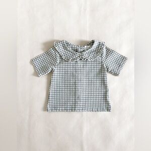 Knotted Fern Blue Gingham Top 12/18 EUC
